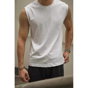 
Large size American small neckline heavy solid color men's sleeveless T-shirt vest sweat-absorbent breathable inner wear tough guy sportsman