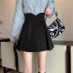 Large size fat mm black high waist hip skirt women's spring and summer A-line pleated skirt to make them look slim jk short skirt
