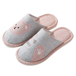 
Spring and autumn cotton and linen slippers cute linen fabric home interior floor household sweat-proof feet bag head cartoon four seasons