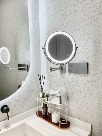8 Inch LED Vanity Mirror With Lights - 3X/5X/7X Magnification, 360° Rotation, 21 LED Lights, White/Warm Light, Bathroom Makeup Mirror - View #4