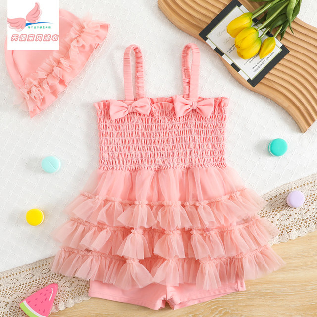Girls swimsuit, medium-sized children's body dress, boxer pants, children's princess girl, fashionable summer quick-drying swimsuit