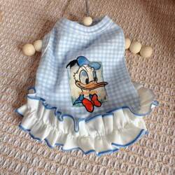 Pet Cat and Dog Clothes Spring and Summer New Style Plaid Beauty Girl Dress with Flying Sleeves Princess Dress for Pomeranian, Bichon, and Shih Tzu