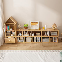 Bedroom Household Children's Storage Bookshelf Bedroom Display Cabinet Bookcase Simple Floor-Standing Wall-Mounted Dust-Proof Storage Cabinet