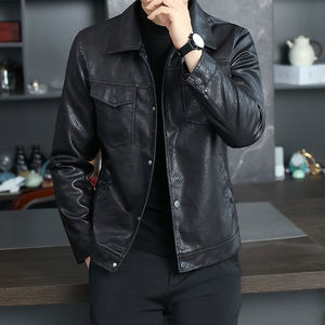 
High-end printed leather jacket for men's jacket 2025 spring and autumn style pu leather jacket for men middle-aged and young lapel tops for autumn trend