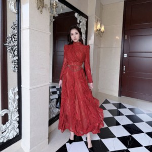 
2026 Spring New Style Royal Sister Style Elegant Sexy Lace Dress Slim Feminine Long Dress