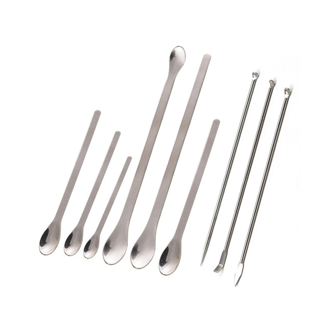 TOP-VIGOR 3Pcs Micro Lab Sampling Reagent Spoon, Stainless Steel 3 In 1 Sampling Spoon Double Ended Lab Mixing Spatula Set For Laboratory