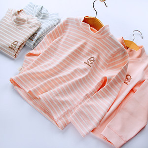 
2-pack children's half-high neck base shirt for boys pure cotton long-sleeved T-shirt for girls with autumn clothes for babies casual tops