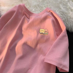Lazy Style ins Short-Sleeved T-Shirt, Unique and Niche, New Summer Style, Round Neck, Couple Style, Casual, Loose, Simple, Breathable Shirt