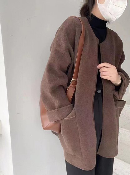 
6701ss winter mid-length thickened loose warm cashmere Korean style casual and fashionable cardigan jacket