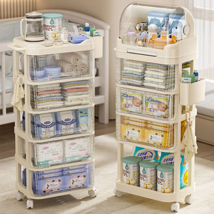Infant supplies Set the shelf bedroom living room, mobile small cart, layered baby feed snack bottle storage cabinet