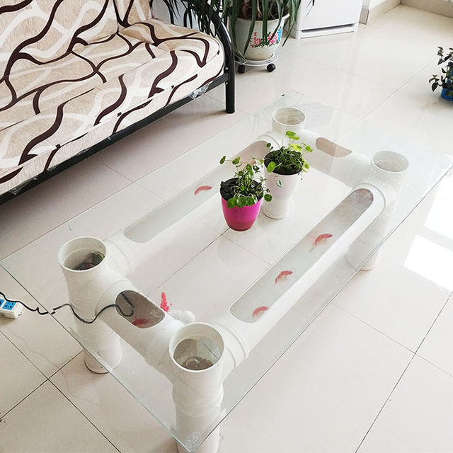 Net red fish farming coffee table pipeline creative fish farming PVC pipe balcony water pipe fish farming tank
