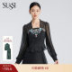 SUSSI/Anti-colored season new product mall same black embroidered palace waist-closing suspender (excluding bottom clothes)