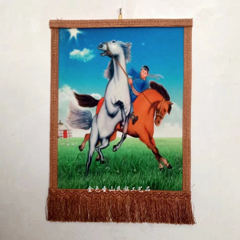 モンゴルフェルト絵画 チンギスハーン 壁飾り - 内モンゴル工芸品