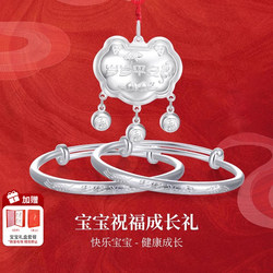 Dream Gold Garden Silver Bracelet Set with Longevity Lock Pendant for Children, Babies, and Infants Full Moon Silver Jewelry