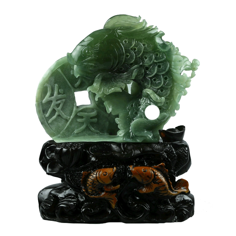 天然玉石雕刻 An extremely rare green and russet jade bird-form hair
