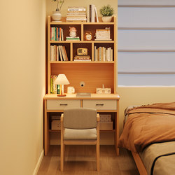 Small Apartment Desk and Bookshelf Integrated Table Student Home Study Writing Desk Bedroom Wall-Mounted Narrow Table Bedside Computer Desk