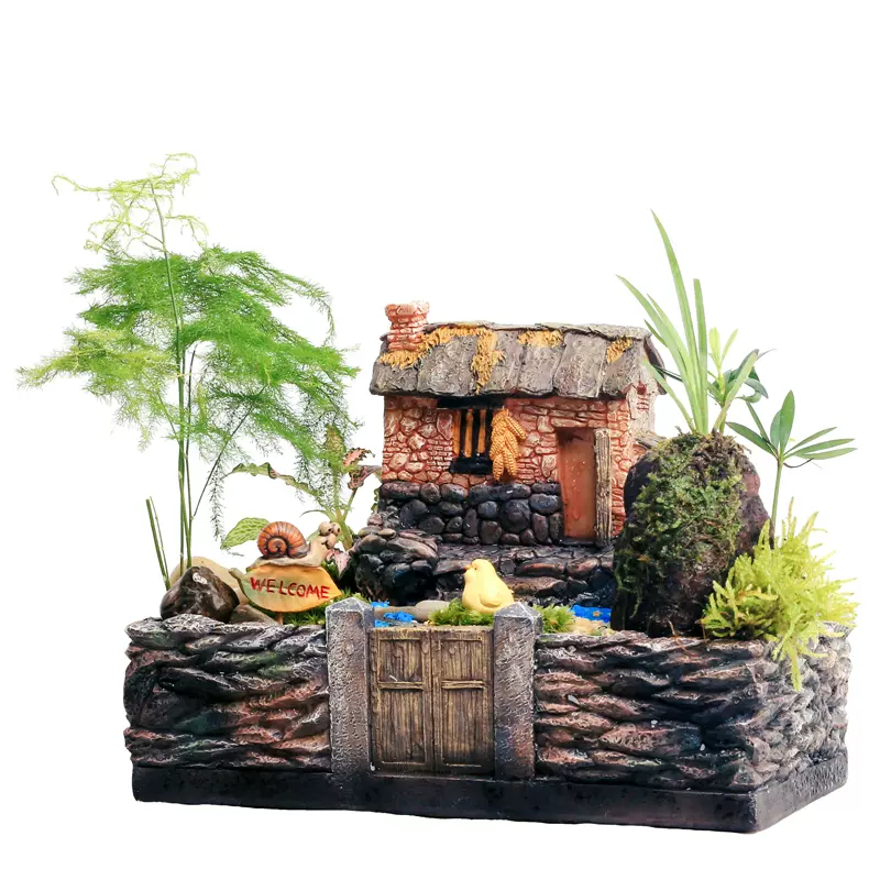 创意田园风农家小庭院复古乡村小屋多肉拼盘大号组合diy盆栽