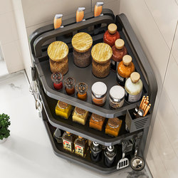Kitchen Multifunctional Corner Spice Rack Countertop Triangular Seasoning Rack Salt Seasoning Jar Storage Box Soy Sauce Rack