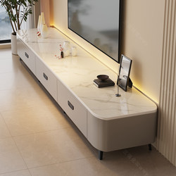 Slate Tv Cabinet for Living Room, Small Apartment Tv Cabinet, Light Luxury, High-End Feel, Modern Minimalist Floor-Standing Coffee Table Cabinet Set