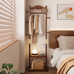 Space-Saving Floor-Standing Clothes Rack for Bedroom, Small Solid Wood Coat Rack, New Model, a Convenient Solution for Hanging Clothes at Night