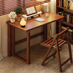 Solid Wood Folding Desk for Students, Home Computer Desk, Bedroom Small Apartment Writing Desk, Bedside Installation-Free Dining Table