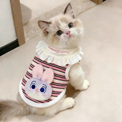 Cat Clothes Autumn Winter 2026 Rabbit Police Officer Vest Ragdoll Cat Gold Gradient Blue Cat Devon Kitten Fleece Vest
