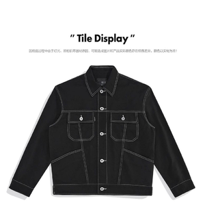 
Shopping Mall (Bird) Spring Men's Black Denim Jacket Functional Topstitch Lapel Jacket C1203/L3
