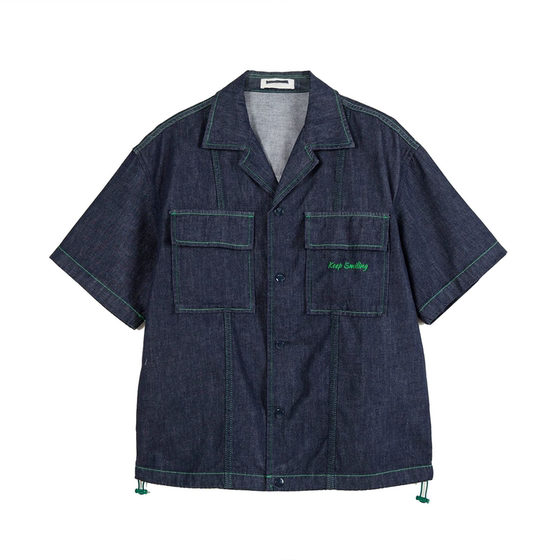 
Shopping mall men's denim shirt, fashionable and simple, versatile lapel loose casual top trendy 11840/X6