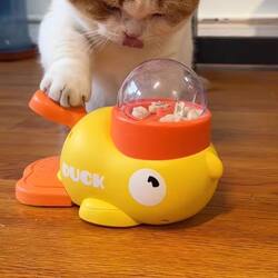 Cat Toys for Self-Entertainment, Cat Teaser Wand, Pet Snacks, Freeze-Dried Little Yellow Duck Launcher, Small Automatic Feeder