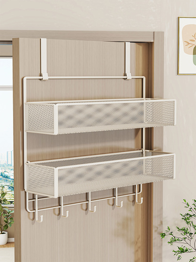 Organisateur Suspendu CxutSa 2 Pièces - 7 Poches Par Sac, Dimensions 40x63 Cm, Couleur Beige, Avec Crochets