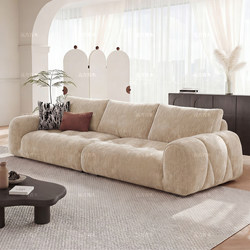 French-Style Cream Chenille Puff Cloud Island Sofa, Simple Living Room Small Apartment Straight-Row Cloud Fabric Sofa