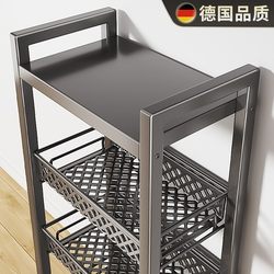 Stainless Steel Kitchen Storage Rack, Floor-Standing, Multi-Layer, Multi-Functional Household Trolley for Storing Vegetable Baskets and Cookware