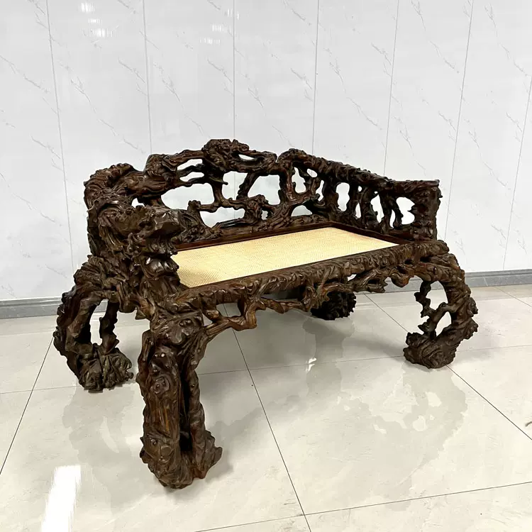 老黄花梨笔筒古董老木器案头雅器清代海南黄花梨树桩形笔筒笔插