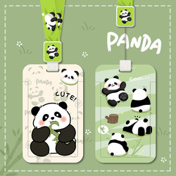 New Creative Cute Panda Student Id Card Holder Meal Card Bus Card Access Card Badge Holder Subway Work Protective Case Transparent Hard Shell with Lanyard Retractable Badge Waterproof Tag Holder
