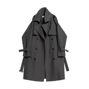 Windbreaker coat men and women in the spring and autumn mid -length British style small, popular high -level temperament coat, vertical leisure