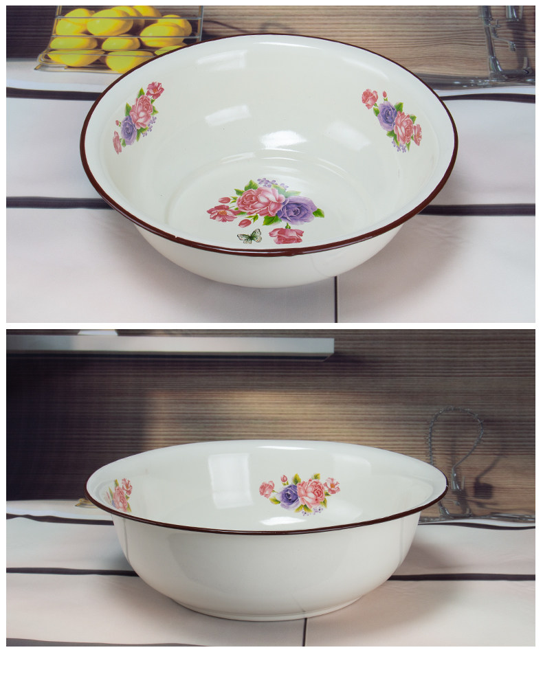 ホーロー洗面台 - 中国風の花柄 - 丸型ボウル