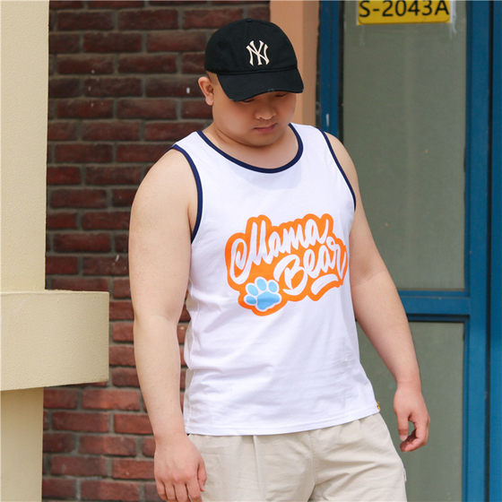 Trce Radium/Original Series Summer Loose Loose Large size Cotton Bear Claw Alphabes Bear Printing Bear Male Vest