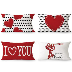 Scandinavian Simple Heart Valentine's Day Rectangular Pillow Sofa Living Room Model Room Suede Waist Pillow Case Cushion Cushion
