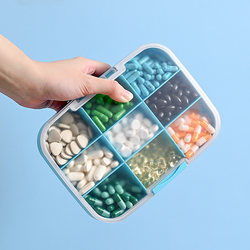 Large-Capacity Nine-Compartment Sealed Waterproof Medicine Box Large Medicine Box 7-Day-A-Week Portable Pill Box