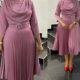 2023 European and American foreign trade women's new mid -length skirt African large size OL commute solid color dress
