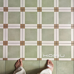 Green Fresh Checkered Tiles Retro Bathroom Tiles Kitchen Floor Tiles Balcony Entrance Coffee Shop Restaurant