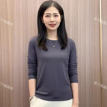 New spring and summer fashion round neck long-sleeved T-shirt top
