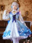 Genshin Tác Động cos Kamisato Ayaka Hoa Thư trang phục hóa trang váy lolita váy trọn bộ có mũ genshin impact cosplay sexy