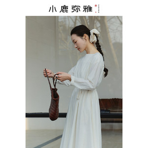 
Fawn Miya Spring Atmosphere Long Dress~<Undyed> One-line neckline waist lace-up dress for spring and summer