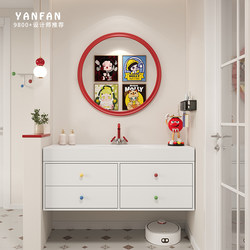 Dopamine cream style bathroom cabinet Corian integrated basin