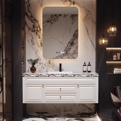 American light luxury style solid wood bathroom cabinet combination toilet