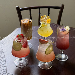 ins Trendy Juice Cup Glass Cup Milk Tea Cup Drink Cup Beverage Cup Cocktail Cup Fruit Tea Cup