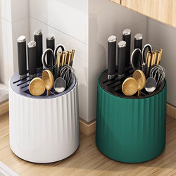 Kitchen Rotating Knife Holder Storage Rack Countertop Multifunctional Chopstick Holder Knife Holder Integrated Storage Box Household Kitchen Knife Rack