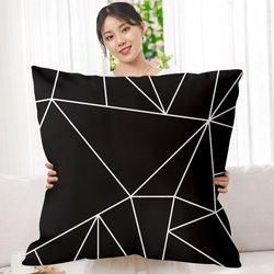 Pillow Sofa Living Room Black and White Geometric Portrait Simple Waist Support Office Bedside Cushion Pillowcase Home Use