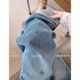 Blue embroidered iron diamond jeans for women's spring new large size high-waisted slimming wide-leg pants casual versatile straight pants